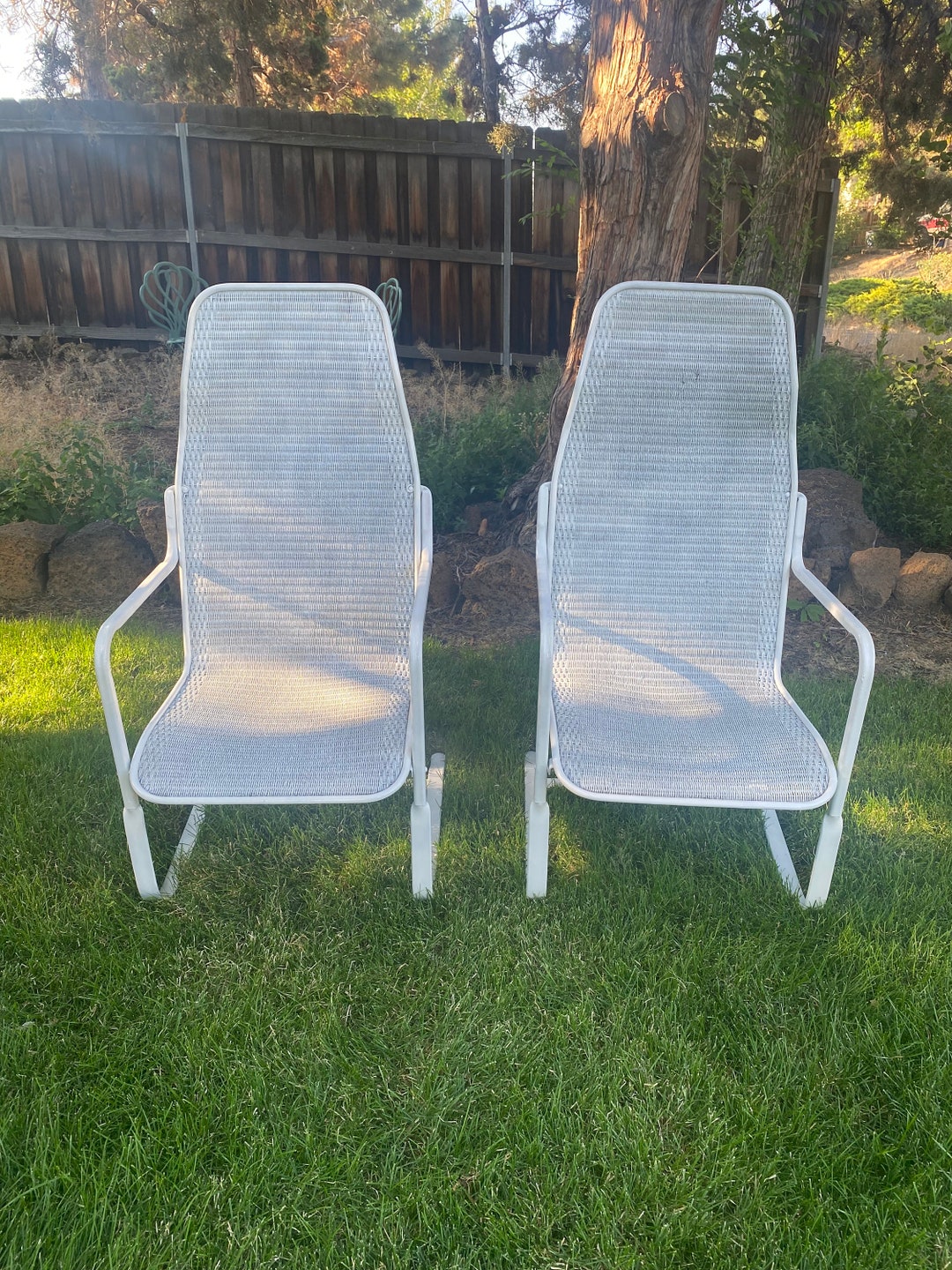 Vintage Lloyd Loom Patio Wicker Chair Bouncy Rocking Rocker Chair 2