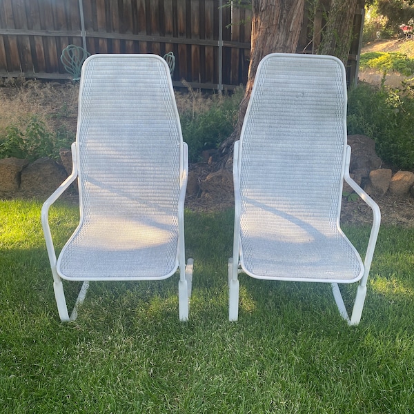 Vintage Lloyd Loom Patio Wicker chair bouncy rocking rocker chair ( 2 available- sold individually)