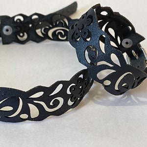 Black Laser Cut Leather Lace Leather bracelet Bracelet made from lace  Bracelet handmade gift Women's bracelet Beautiful bracelet leather