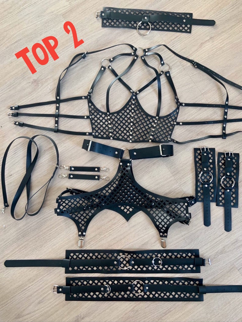 Set Leather body harness Leather harness beltLeather Etsy