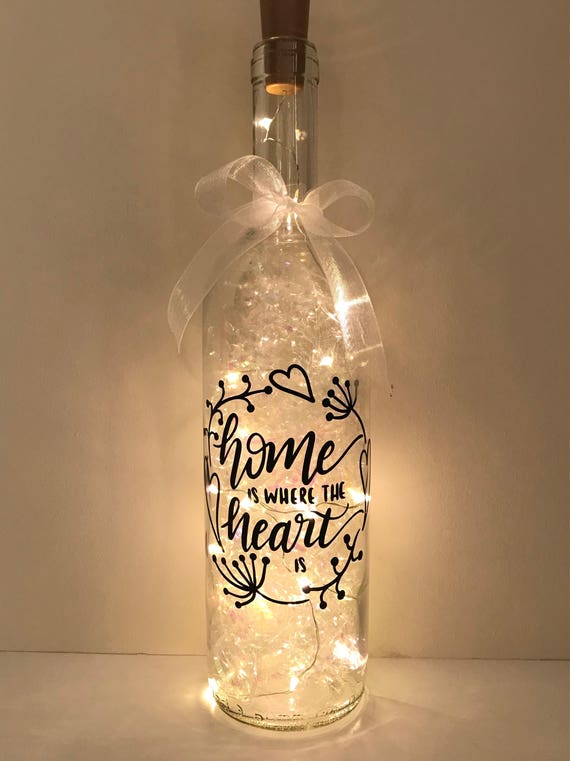 Home Is Where The Heart Is Led Light Up Bottle New Home Etsy