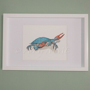 Dab Crab, Maryland Blue Crab, Watercolor, Gouache, Painting, UNFRAMED