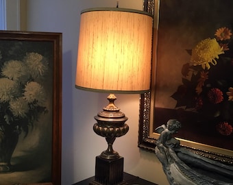 Vintage Frederick Cooper Urn Style Table Lamp, Brass and Wood