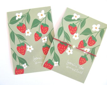 Jewelry card strawberries, gift card you are the sweetest, card, bracelet card, gift for girlfriend, sweet strawberry, bracelet display