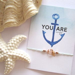 Bracelet maritime avec ancre dorée avec petit poisson, bracelet de voile cadeau pour amis, bracelet maritime bleu, bracelet marin avec carte