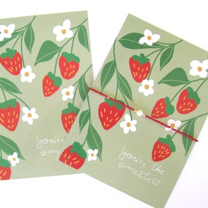 Jewelry card strawberries, gift card you are the sweetest, card, bracelet card, gift for girlfriend, sweet strawberry, bracelet display image 2