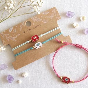 Freundschaft Armband Bösem Blick, Spiritueller Schmuck, Geschenk beste Freundin, Emaille Elefant Armband, Boho Armband personalisiert