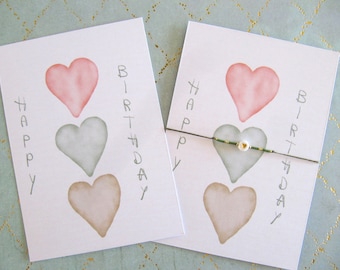 Birthday Jewelry Card, Heart Birthday Card, Watercolor Card, Bracelet Card, Gift Card, Happy Birthday Card, Bracelet Display