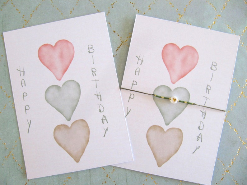 Birthday Jewelry Card, Heart Birthday Card, Watercolor Card, Bracelet Card, Gift Card, Happy Birthday Card, Bracelet Display image 1