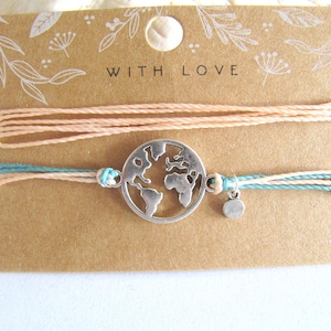 Armbänder Set Multistring und Weltkarte in Pastell Farben/ Armbänder in boho Style, Ibiza Style Armbänder Makramee, Hippie style Armbänder