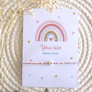 Bunte Armband mit kleine herz/ Freundschaftsband/ Miyuki  perlen/ andenken für Freundin mit wunschkarte, Geschenk für Damen, Gold