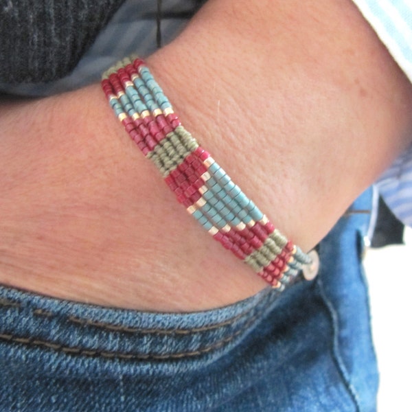 Bracelet Miyuki et micro macramé, bague Miyuki, bijoux peyotl, cadeau femme