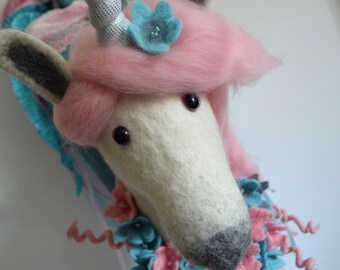 Schultüte gefilztes Einhorn mit Blau-rosa-grau Blümchen * später abnehmbar* Zuckertüte