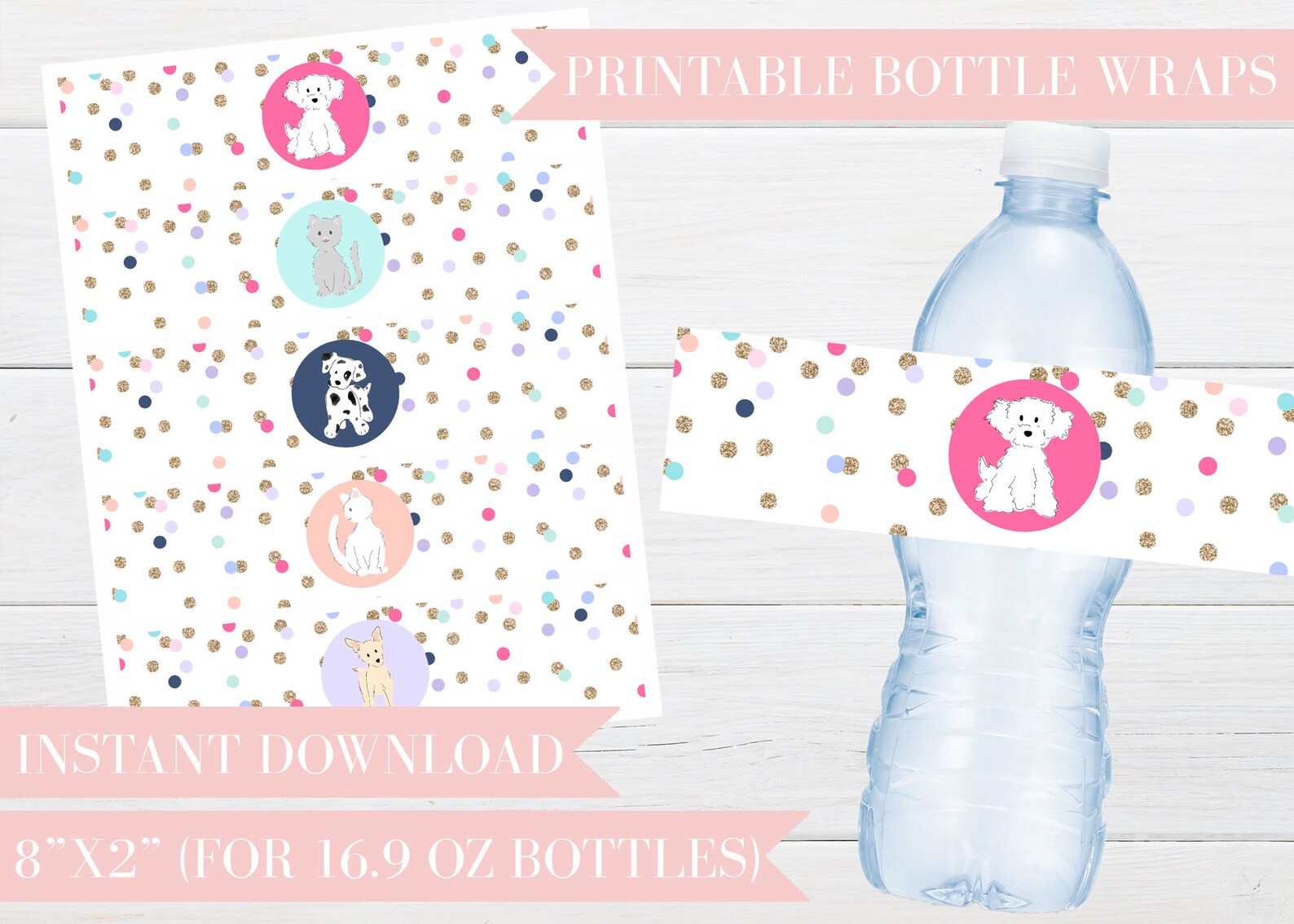 Pet Party Water Bottle Wraps | Etsy