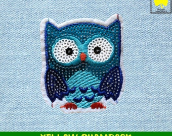 Owl embroidered patch 6x8 cm