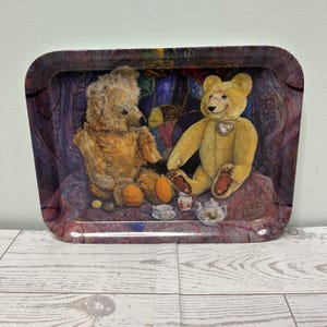 Melamaster Great Britain Teddy Bear Tea Party Melamine Small Tray 8x6 Vintage