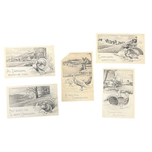 Vintage Postcard Lot - Thanksgiving Post Cards, Collectible Greeting Cards, Autumn Decor, Unique Retro Stationery Gift Idea
