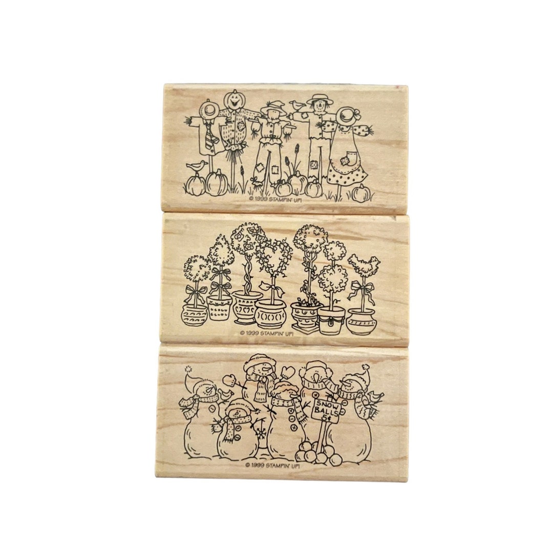 Wood Stamp Set Stampin Up GREAT GROUPINGS Rubber Mounted Vintage 1999 ...