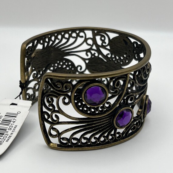 Cookie Lee Adjustable Filigree Cuff Bracelet With… - image 5