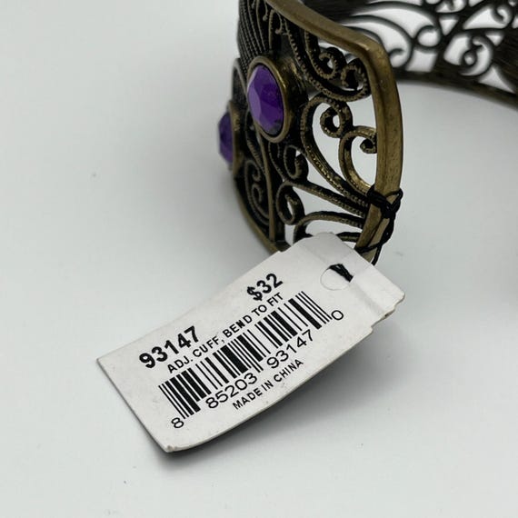 Cookie Lee Adjustable Filigree Cuff Bracelet With… - image 4