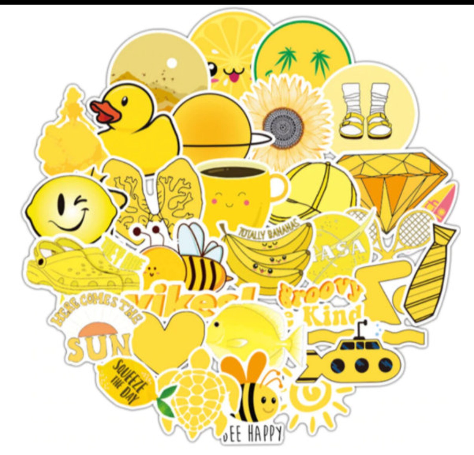50 Piece Yellow Cartoon Laptop Stickers Waterproof Etsy