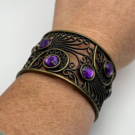 Cookie Lee Adjustable Filigree Cuff Bracelet With… - image 6