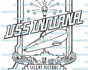 Escudo del USS Indiana SSN-789 (archivo .svg)