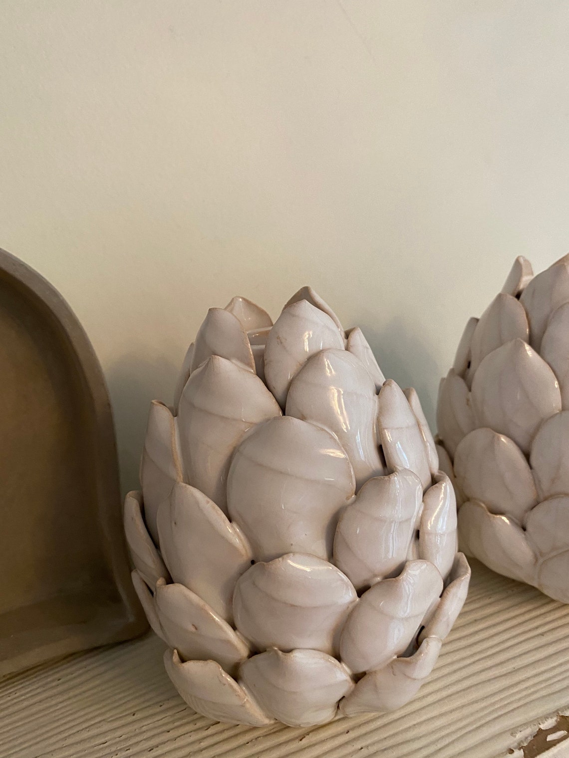 White Artichoke dinner candle holder Etsy