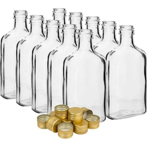 Glass Pocket Flask Bottles 100ml - 10cl - Set 20 Wedding Homebrew DIY gifts