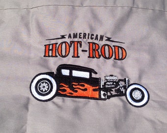 American Hot Rod Embroidered Red Kap Grey Work Shirt