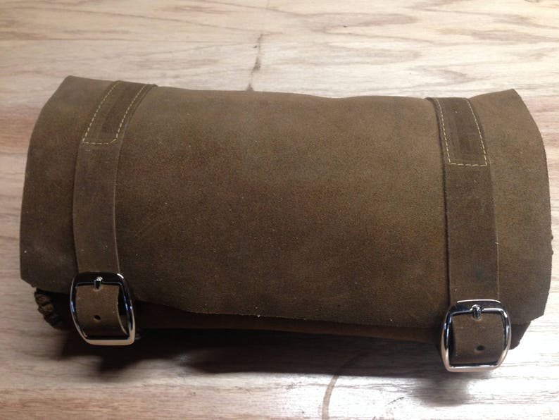 Brown Suede Leather Motorcycle Fork Bag Tool Bag Hand Laced Etsy