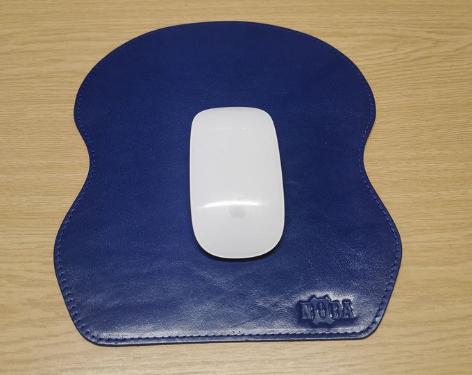 Noda Genuine Leather Monogram Mousepad - Custom Logo Mouse Pad - Personalized Desk Accessories - Handmade Italian Vegetable Tanned Leather