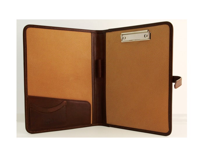 Noda Italian Genuine Leather Business Presentation Meeting Conference Folder a4 with Clipboard Brown