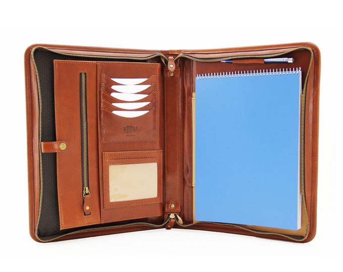Leather Portfolio,  Organizer Folder, Leather Padfolio Men, Leather Portfolio Zipper, A4 Holder, Document Bag