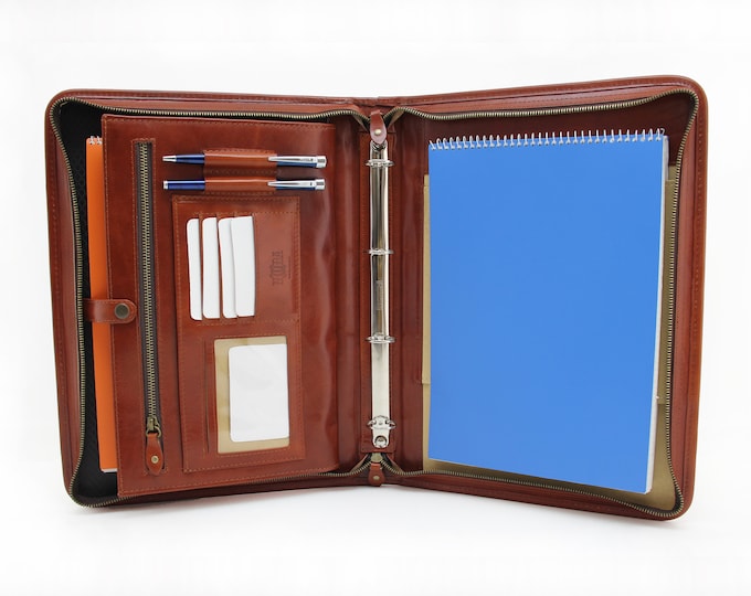 Leather Organizer, Leather Document Folder, Leather Portfolio, Document holder, Tablet Case, Leather Folder, Document Bag, 4 ring binder