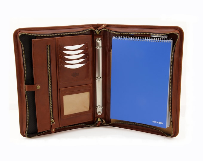 Italian Leather portfolio, Leather folio, Padfolio, Leather Folder, Leather binder, Leather conference folder, Leather portfolio cognac