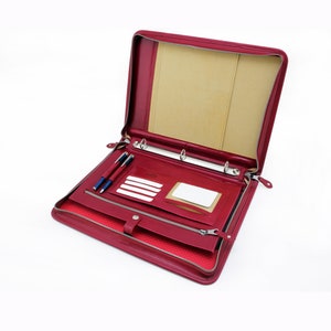 Pasta de couro A4, presente para ele, Pasta de arquivo Padfolio 3 argolas, Pasta de arquivo com zíper, Pasta personalizada, Pasta de arquivo Portfolio 3 argolas