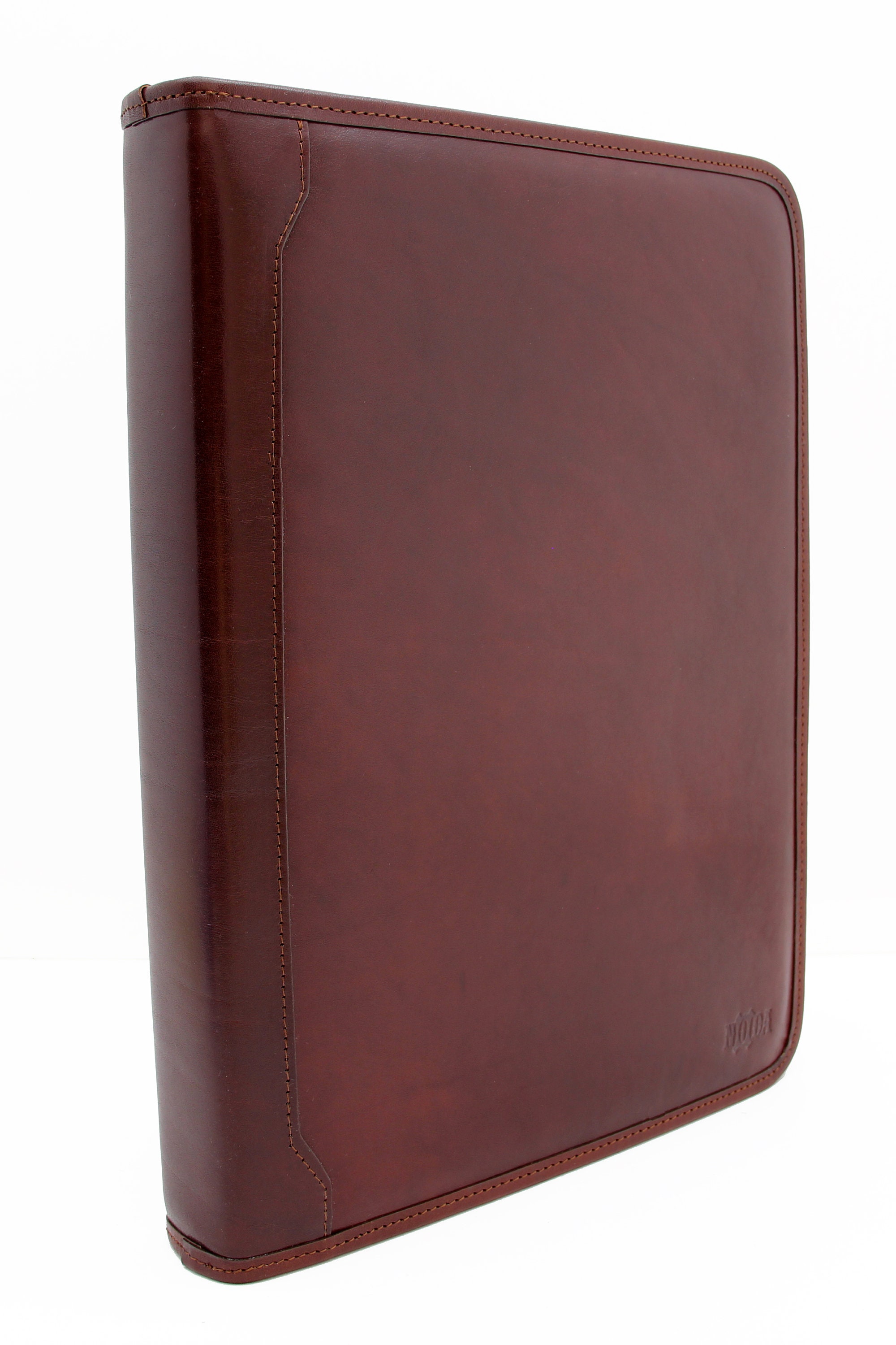Professional Leather Business Padfolio Portfolio Case, 3 Ring Binder,Zippered Business Document Organizer Tablet Holder Folder Case,with Letter Size Notepad (Dark Brown Upgraded Version