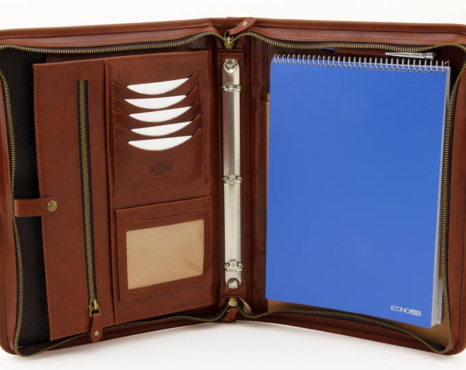 Italian Leather portfolio, Leather folio, Padfolio, Leather Folder, Leather binder, Leather conference folder, Leather portfolio cognac