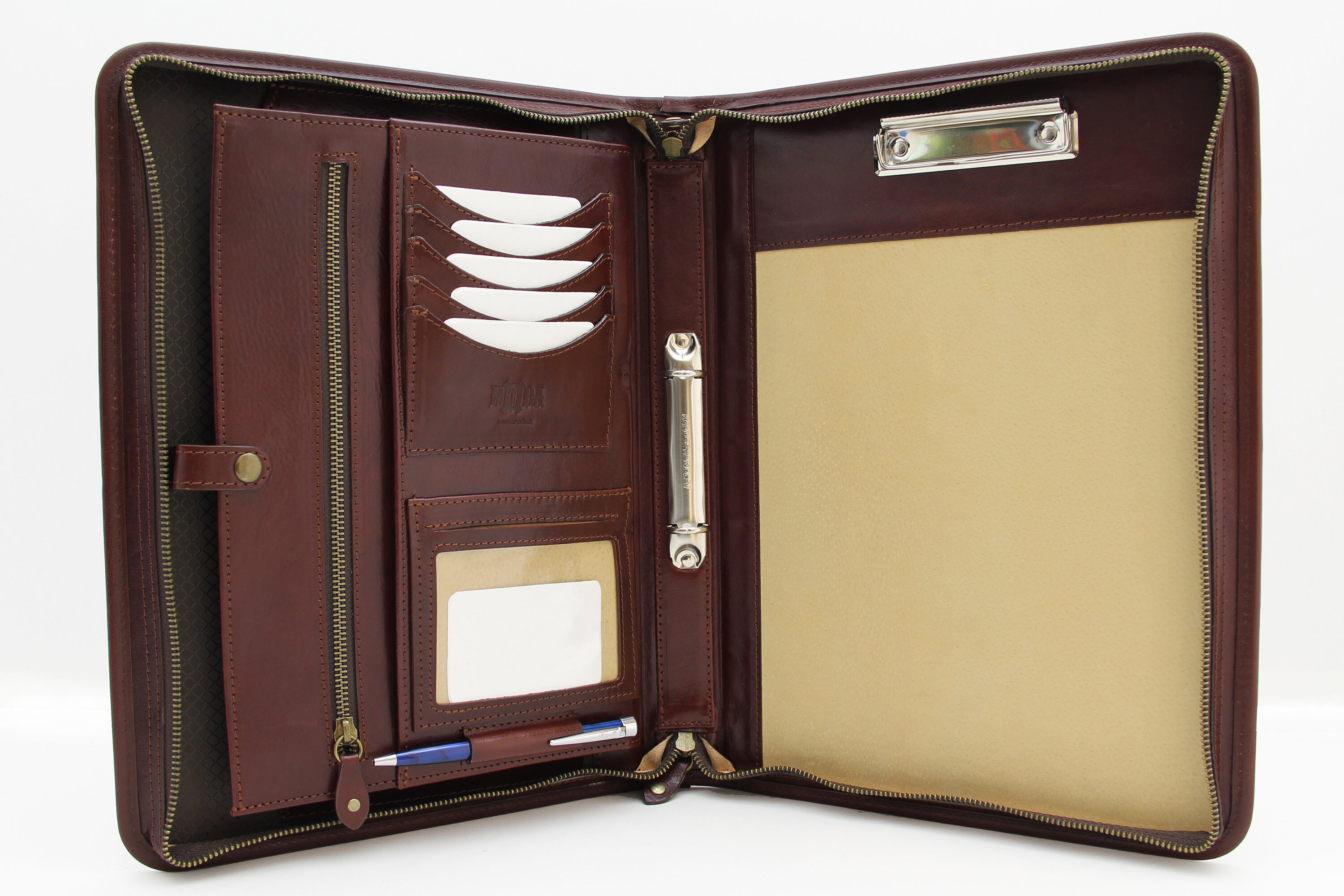 Noda Leather Padfolio, Professional portfolio ring binder, Zip business folder a4, Letter size