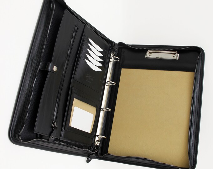 Personalized Leather Portfolio, 3 Ring Binder Portfolio, Padfolio for A4 Notepad, Portfolio with Name/Logo, Gift for Graduate/Colleague/Boss