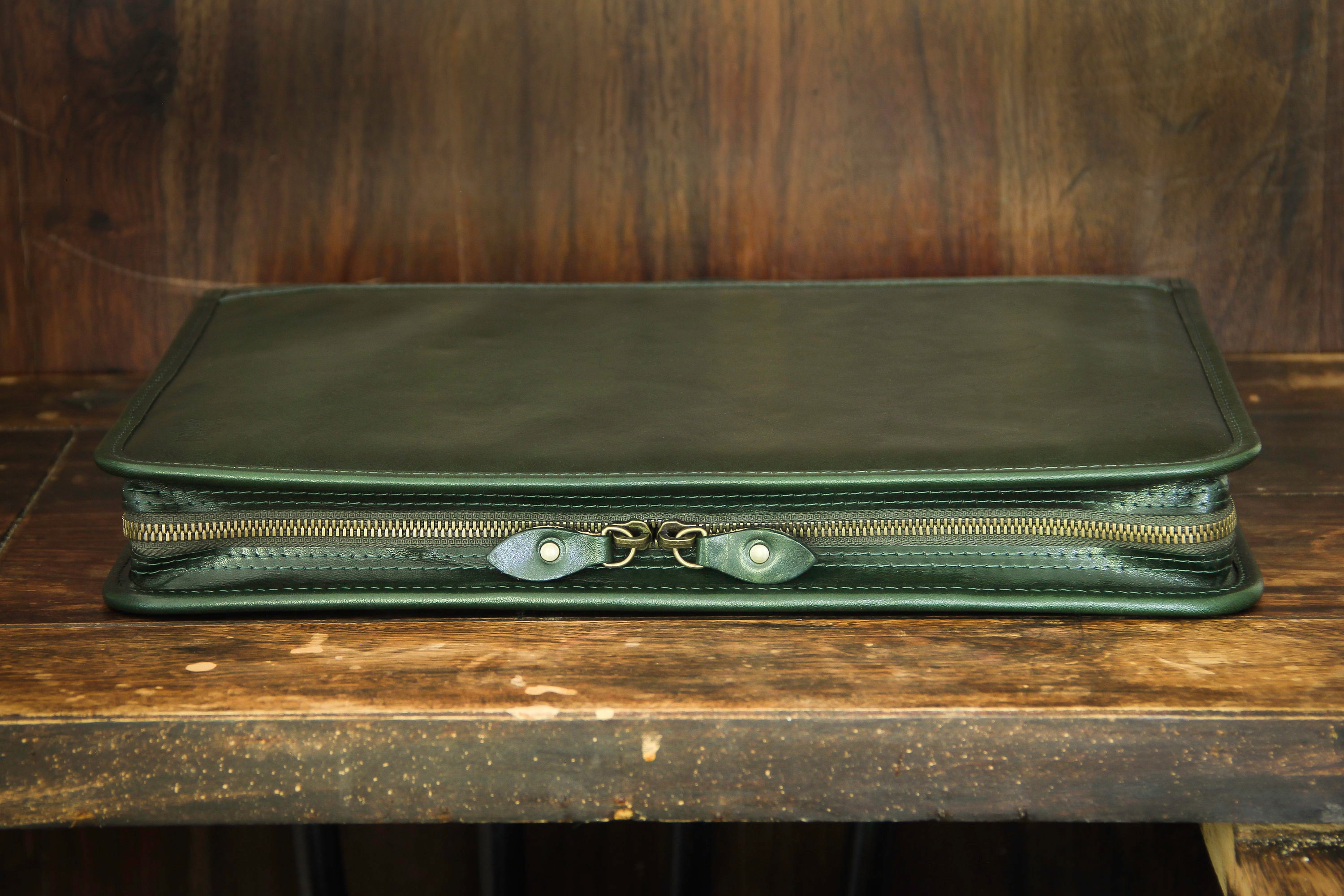 Green portfolio A4, Document holder, Italian leather portfolio