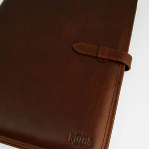 A4 Italian Leather Folder For Professional Presentations, Conferences, Notepad, Portfolio, Writing Case (Cognac): Desk Accessories & Storage Products