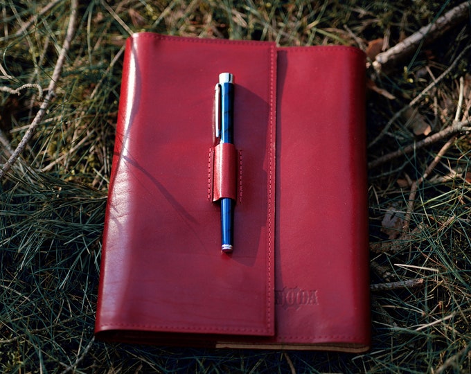 A5 Leather Notebook Cover/ leather portfolio red/ leather planner