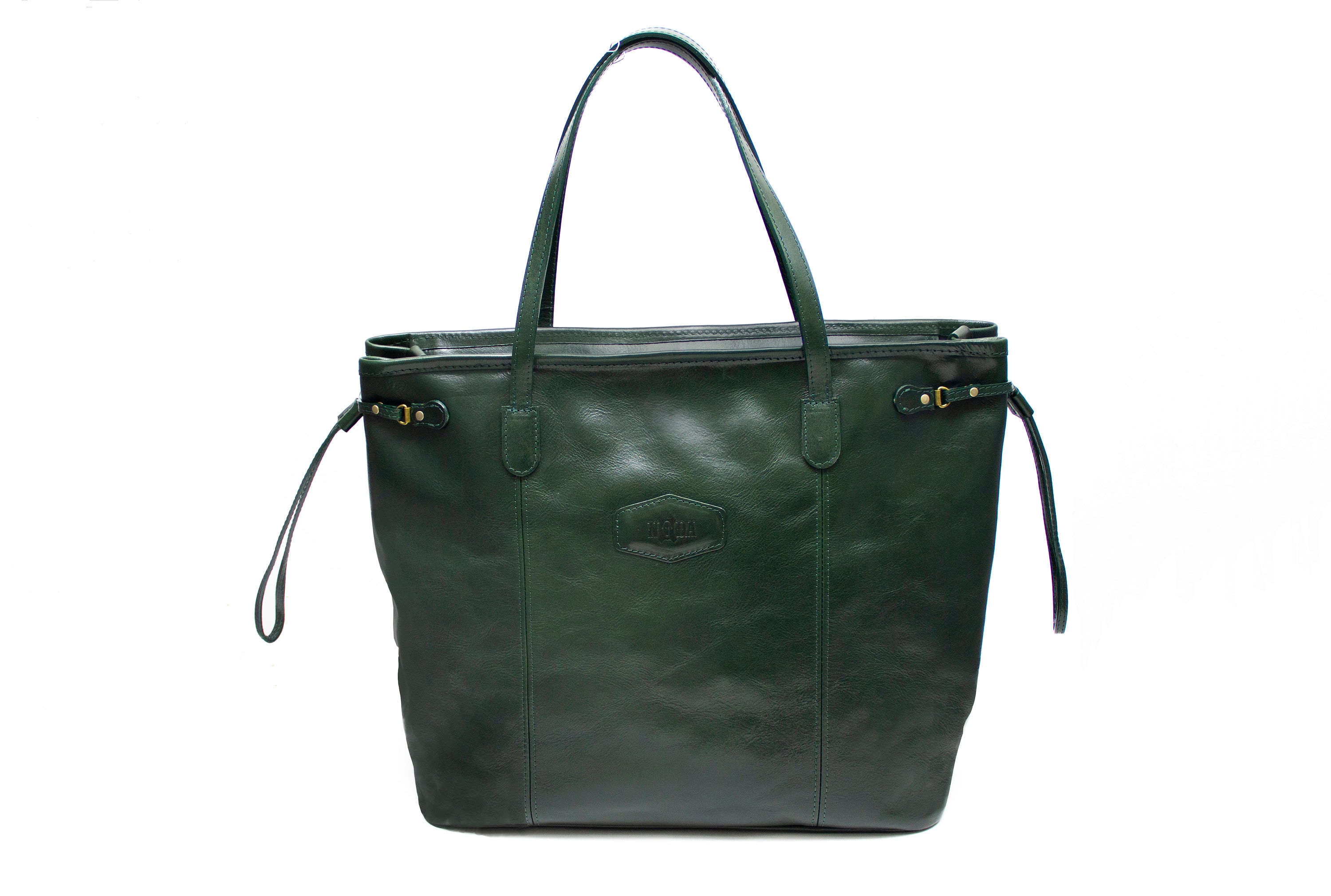 Dark Green Woven Leather Tote Bags Top Handle Crossbody Purse | Baginning