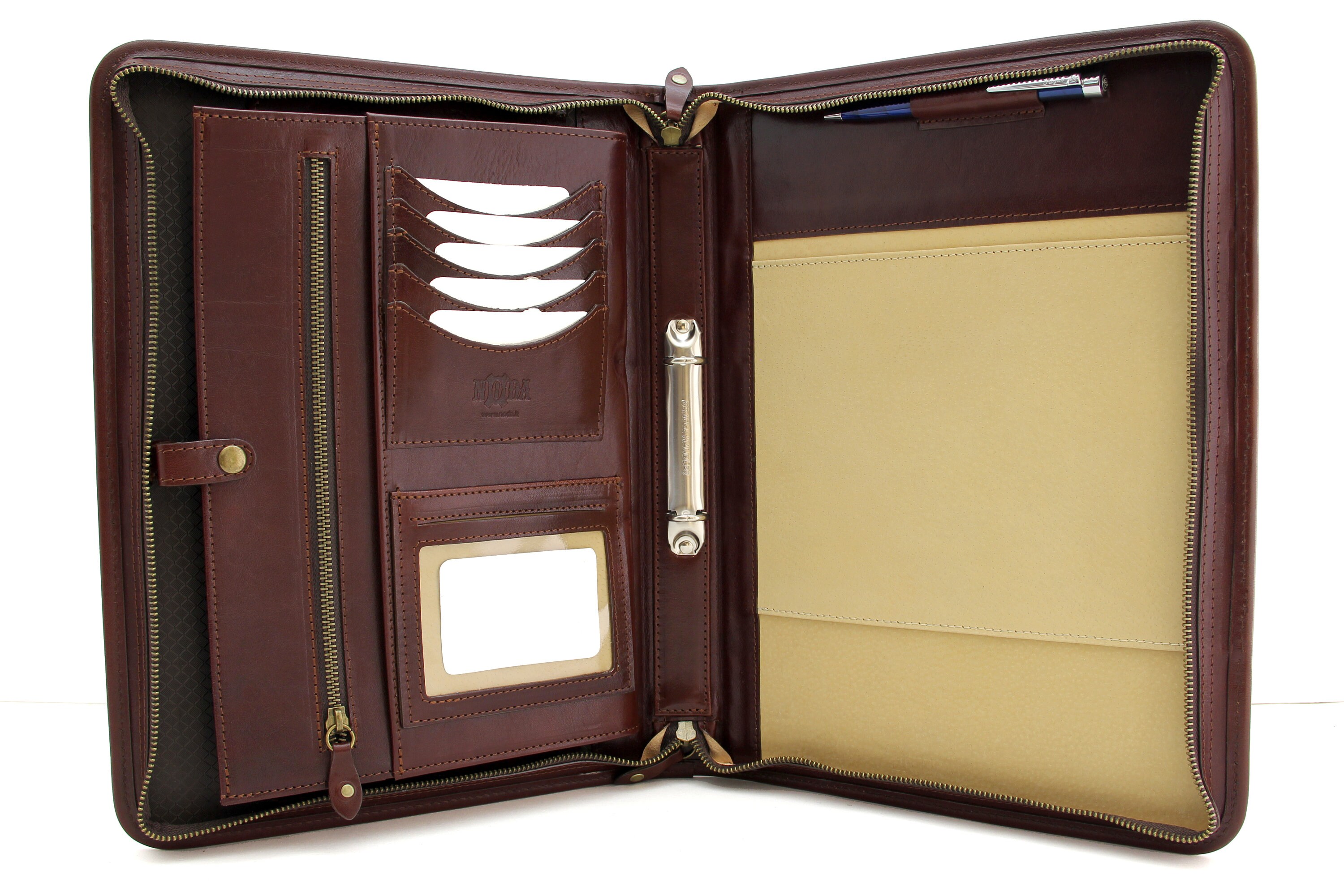 Leather binder 2 ring, Zipper Portfolio, Conference Folder A4, Leather
