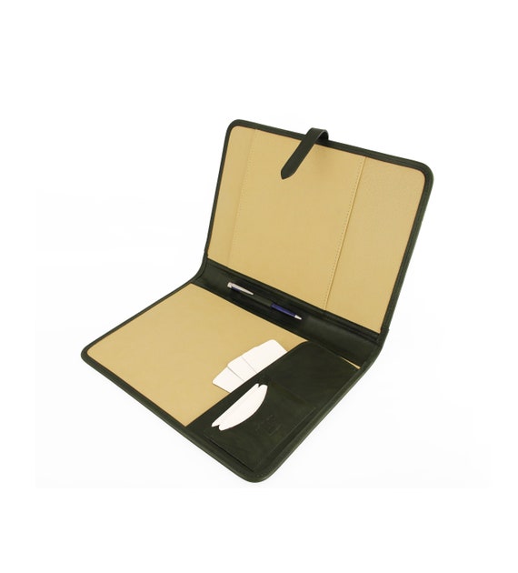 Leather Portfolio Green Leather Padfolio Business Organizer