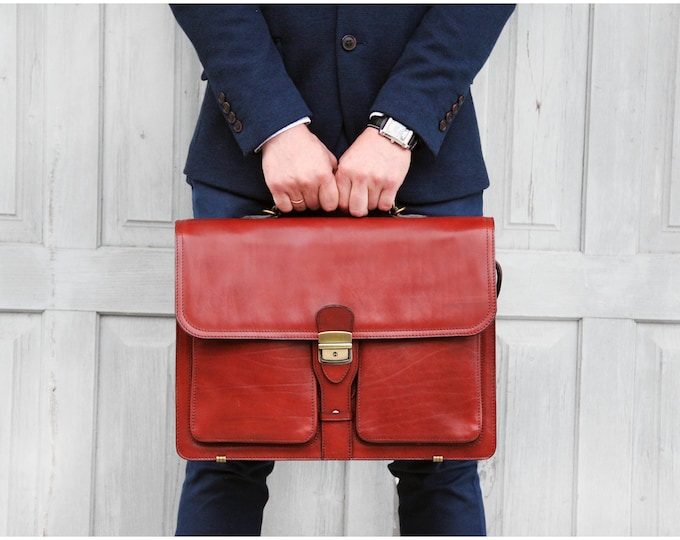 Leather Briefcase,  Satchel Bag, Shoulder Laptop, Messenger Bags , Italian leather Portfolio