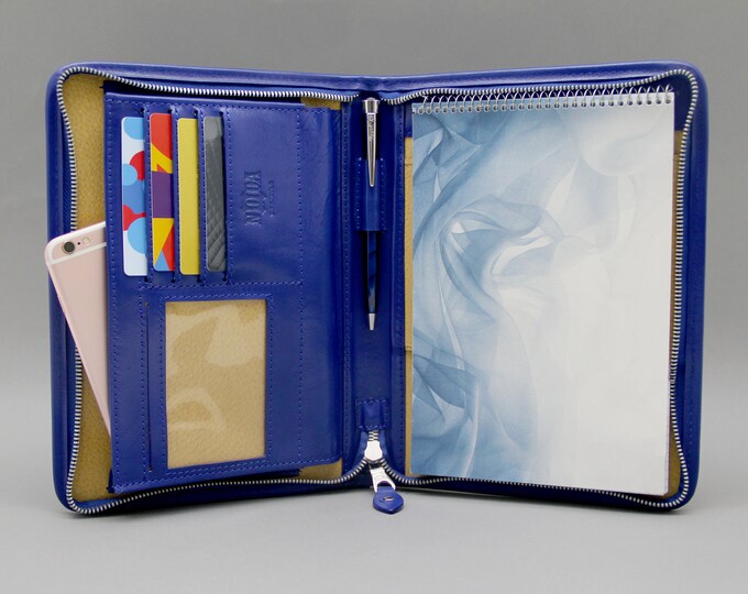 Leather padfolio a5, leather portfolio a5, Leather organizer a5, Half letter size folio, iPad mini case or smaller pads