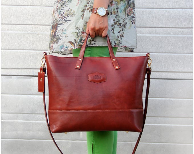Italian Leather Bag, Shoulder Bag Cognac, Designer Handbags, Tote handbags leather